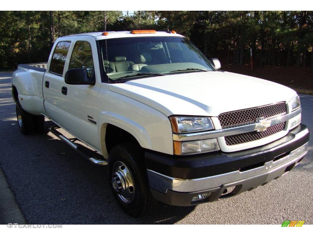 2003 Silverado 3500 LT Crew Cab 4x4 Dually - Summit White / Dark Charcoal photo #5