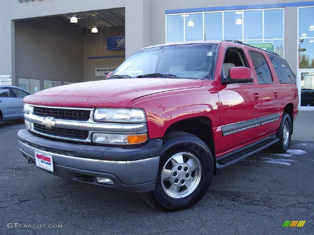 2002 Suburban 1500 LT 4x4 - Victory Red / Medium Gray/Neutral photo #1