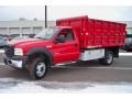 Red 2006 Ford F550 Super Duty XL SuperCab Chassis 4x4 Dump Truck
