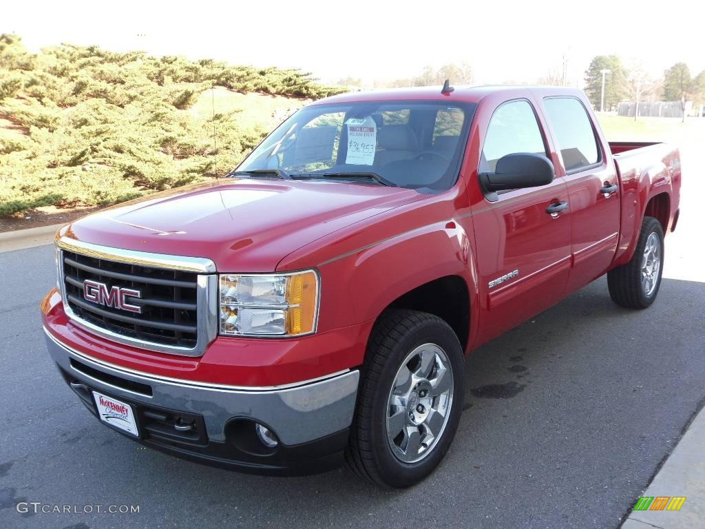 2010 Sierra 1500 SLE Crew Cab 4x4 - Fire Red / Cocoa/Light Cashmere photo #1