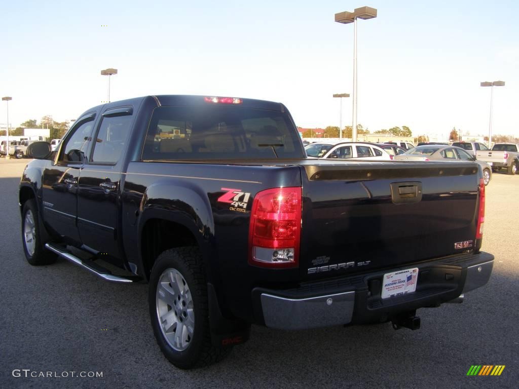 2008 Sierra 1500 SLT Crew Cab 4x4 - Midnight Blue Metallic / Cocoa/Light Cashmere photo #5