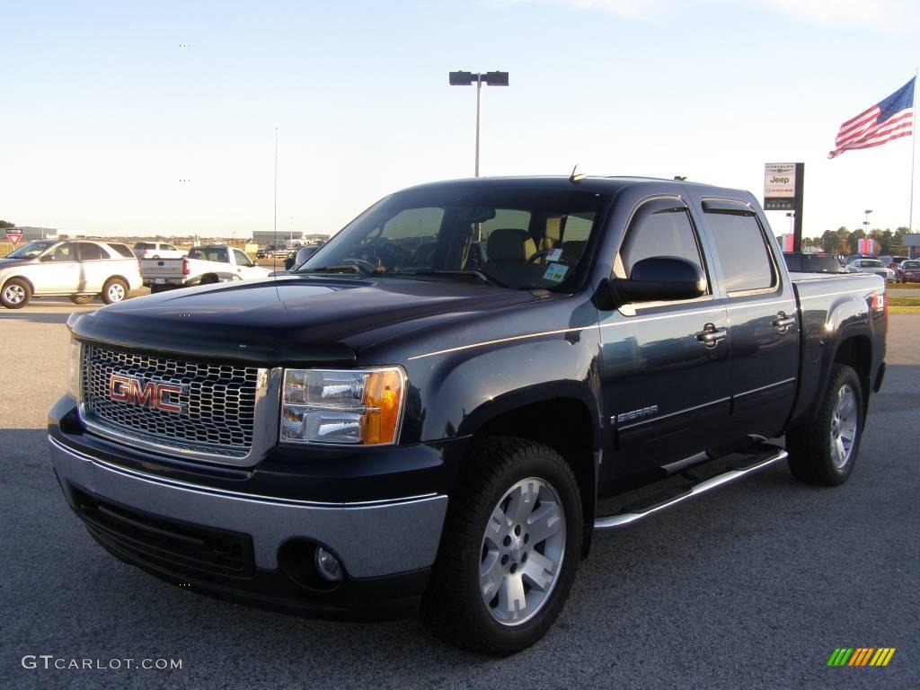 2008 Sierra 1500 SLT Crew Cab 4x4 - Midnight Blue Metallic / Cocoa/Light Cashmere photo #7