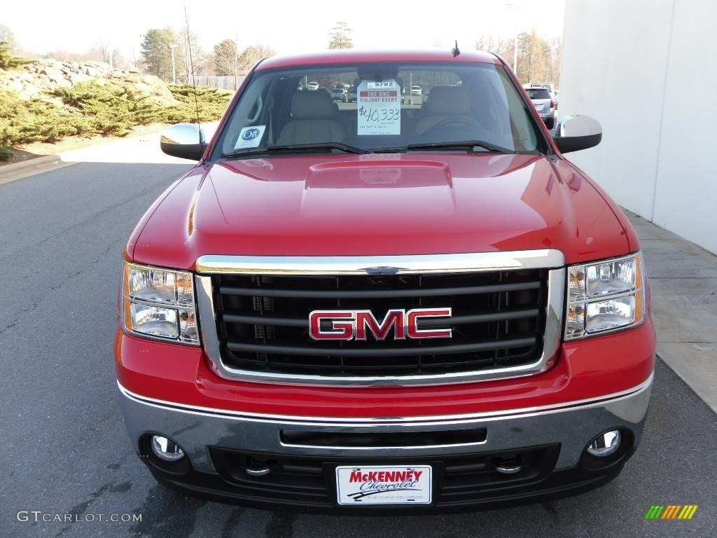 2010 Sierra 1500 SLE Crew Cab 4x4 - Fire Red / Very Dark Cashmere/Light Cashmere photo #8