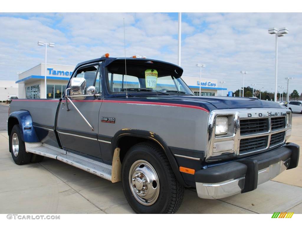 1992 Ram 350 Regular Cab - Dark Spectrum Blue Metallic / Gray photo #7