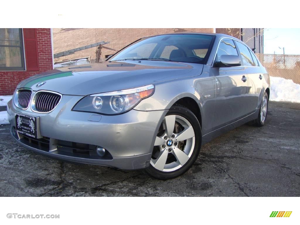 2007 5 Series 530xi Sedan - Silver Grey Metallic / Black photo #1