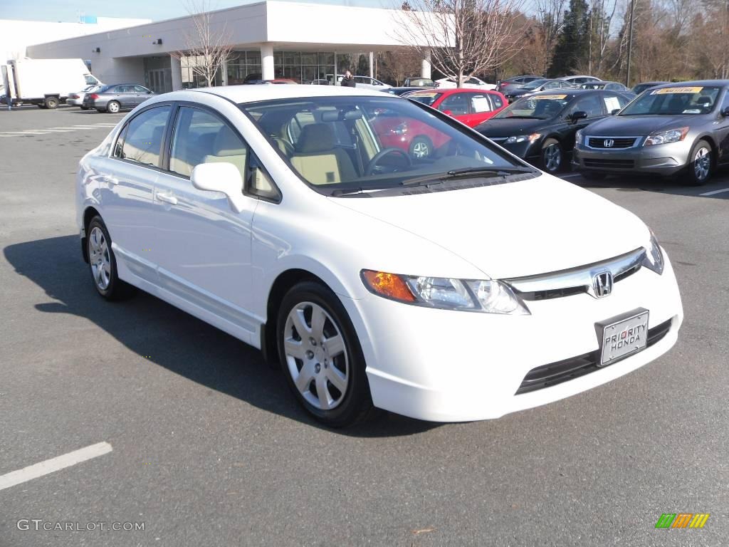 2007 Civic LX Sedan - Taffeta White / Ivory photo #5