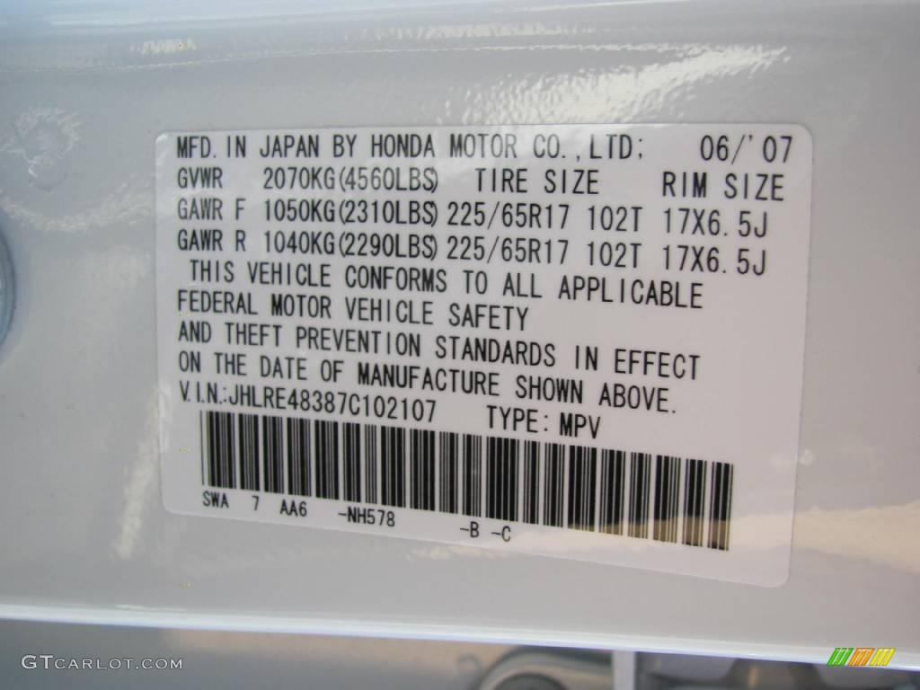 2007 CR-V LX 4WD - Taffeta White / Gray photo #19