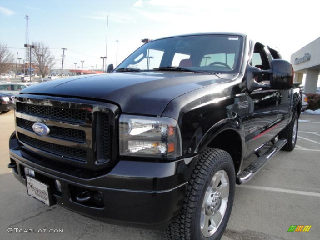 2007 F250 Super Duty Lariat Outlaw Crew Cab 4x4 - Black / Black/Red Leather photo #7