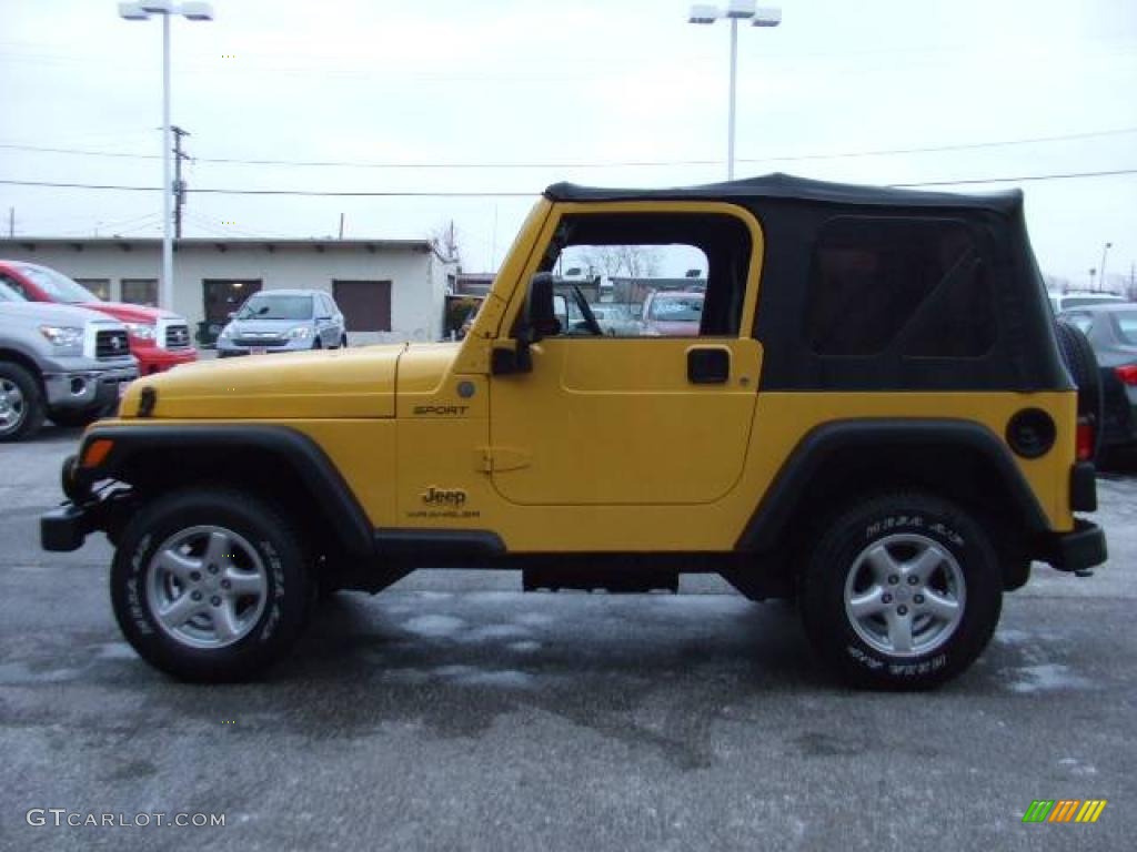 2004 Wrangler Sport 4x4 - Solar Yellow / Dark Slate Gray photo #6