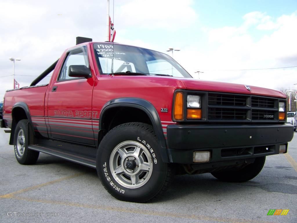 1989 Dakota Sport Regular Cab 4x4 - Red / Red photo #1