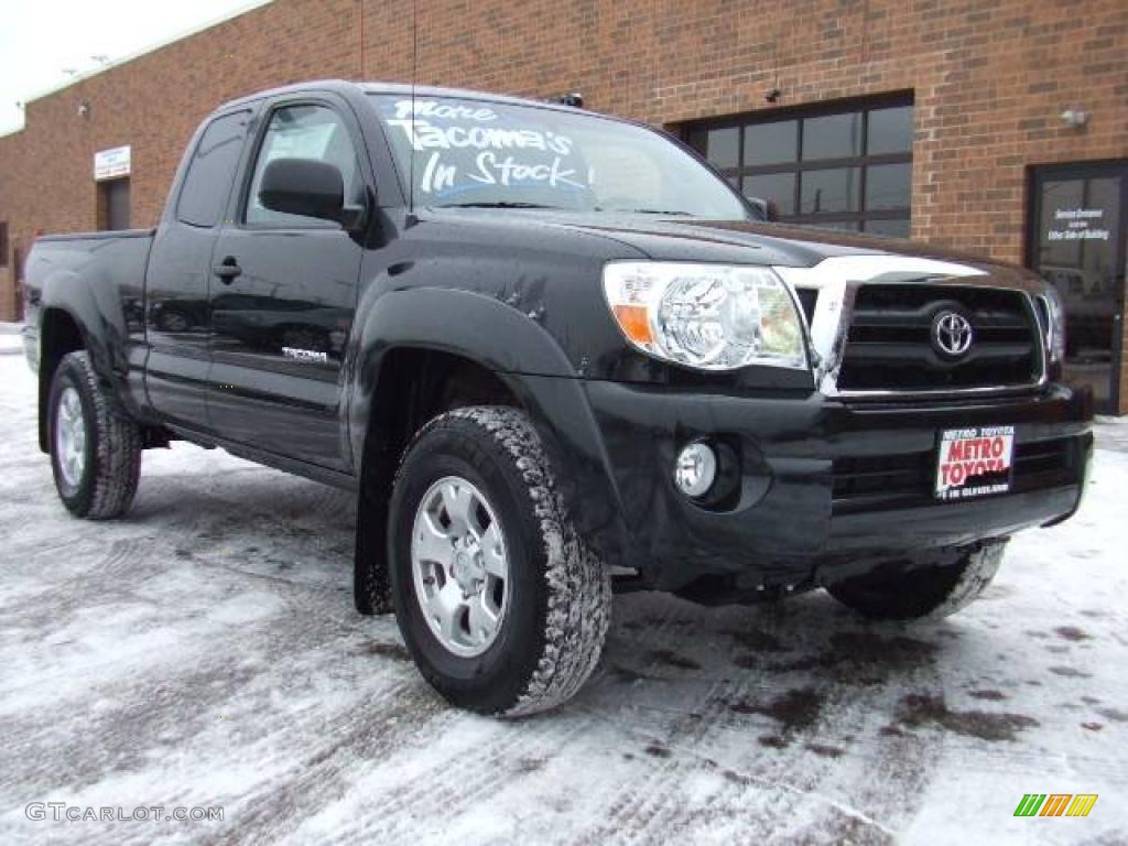 2008 Tacoma V6 PreRunner Access Cab - Black Sand Pearl / Taupe photo #1