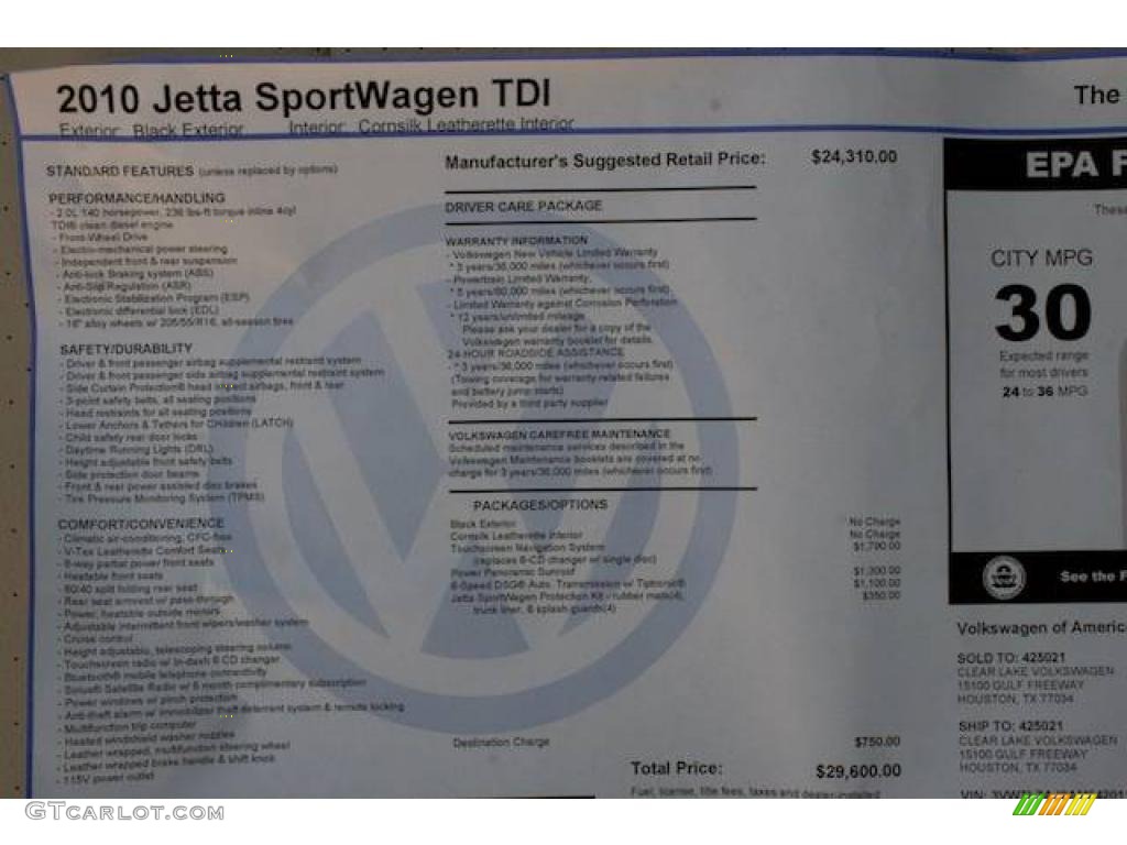 2010 Jetta TDI SportWagen - Black / Cornsilk Beige photo #19
