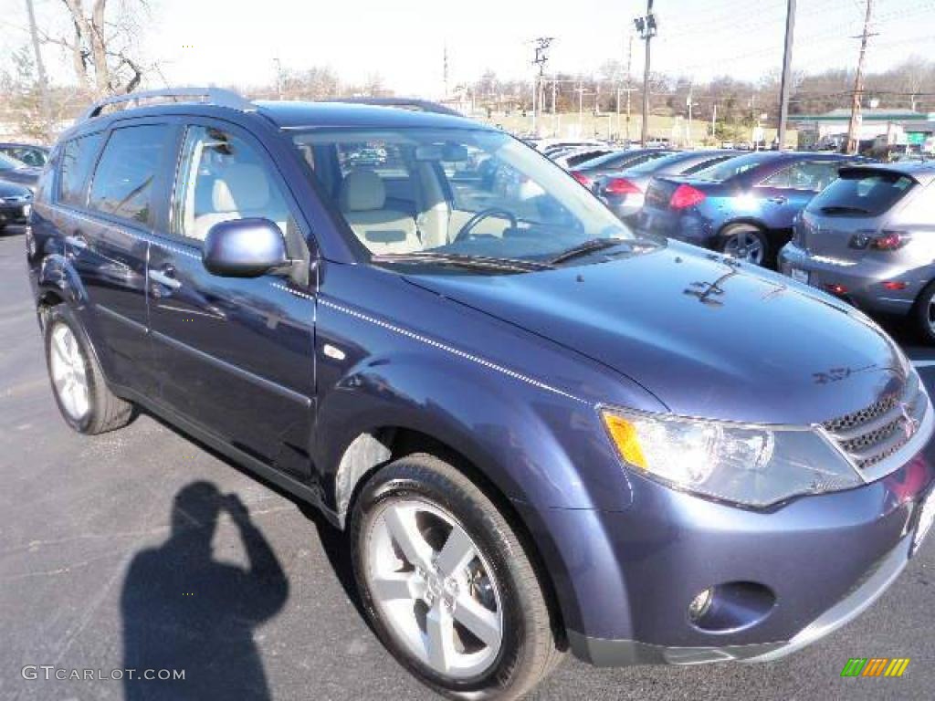 2007 Outlander XLS 4WD - Deep Blue Metallic / Beige photo #2
