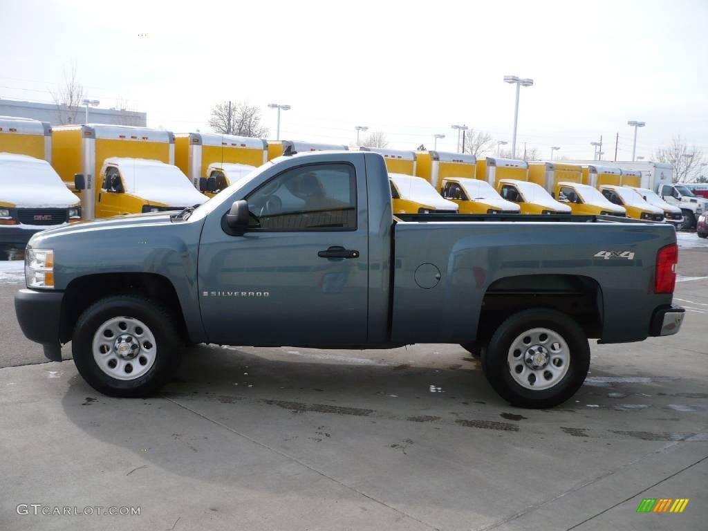 2008 Silverado 1500 Work Truck Regular Cab 4x4 - Blue Granite Metallic / Dark Titanium photo #4