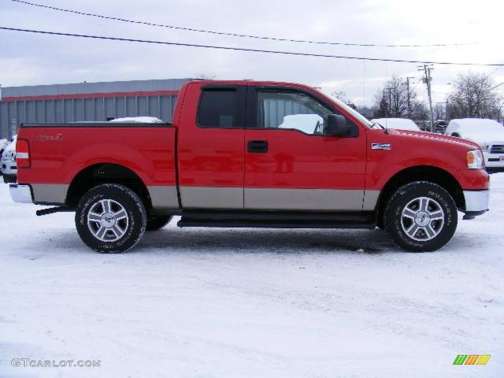 2006 F150 XLT SuperCab 4x4 - Bright Red / Tan photo #2