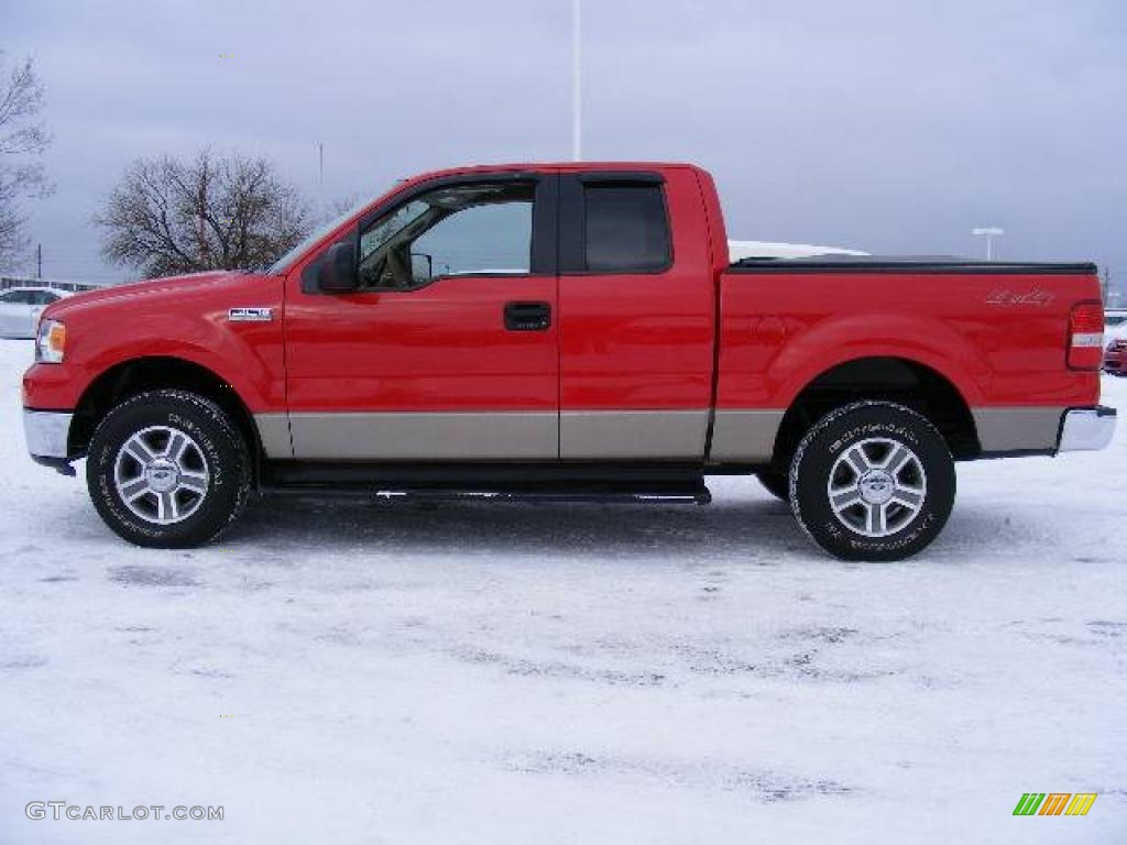 2006 F150 XLT SuperCab 4x4 - Bright Red / Tan photo #6