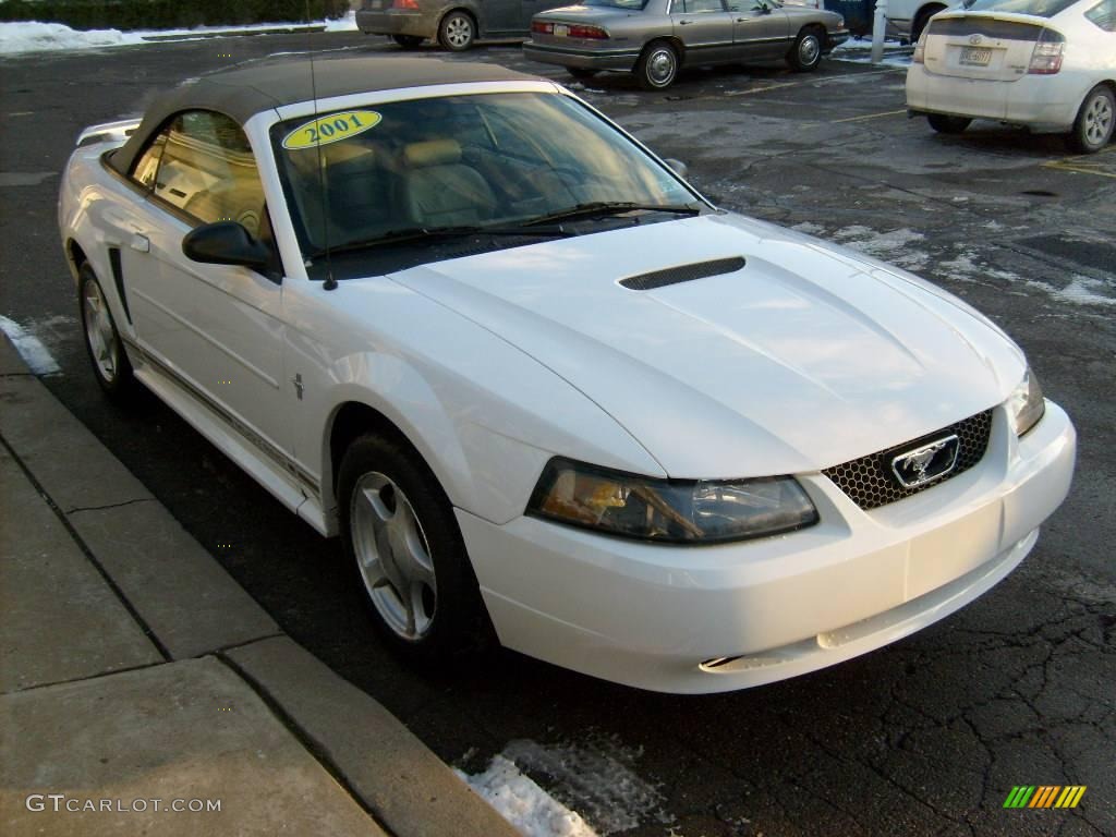 2001 Mustang V6 Convertible - Oxford White / Medium Parchment photo #6