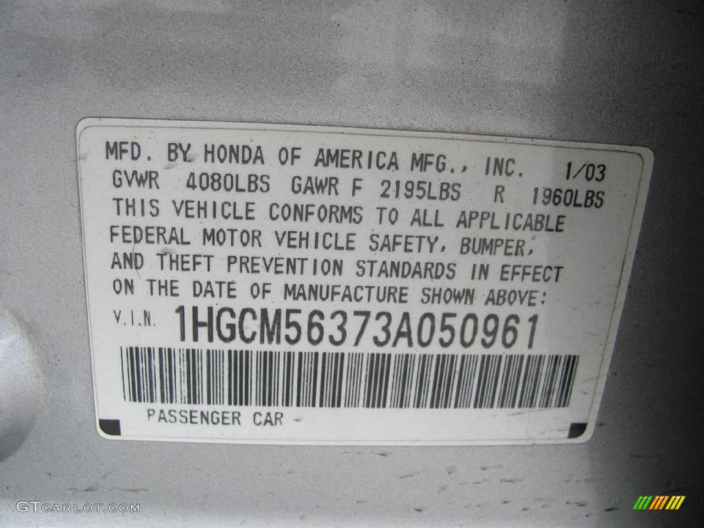 2003 Accord LX Sedan - Satin Silver Metallic / Gray photo #14
