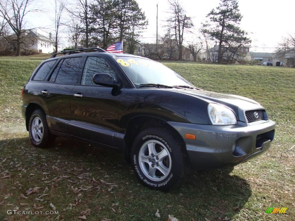 2003 Santa Fe LX 4WD - Black Obsidian / Gray photo #5