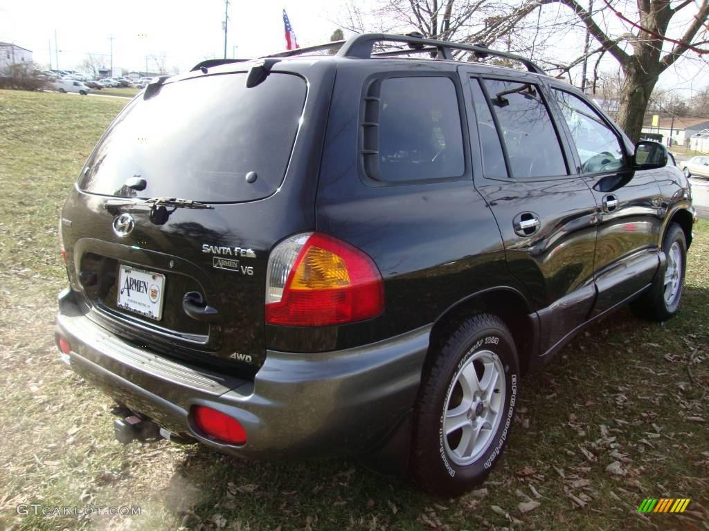 2003 Santa Fe LX 4WD - Black Obsidian / Gray photo #7