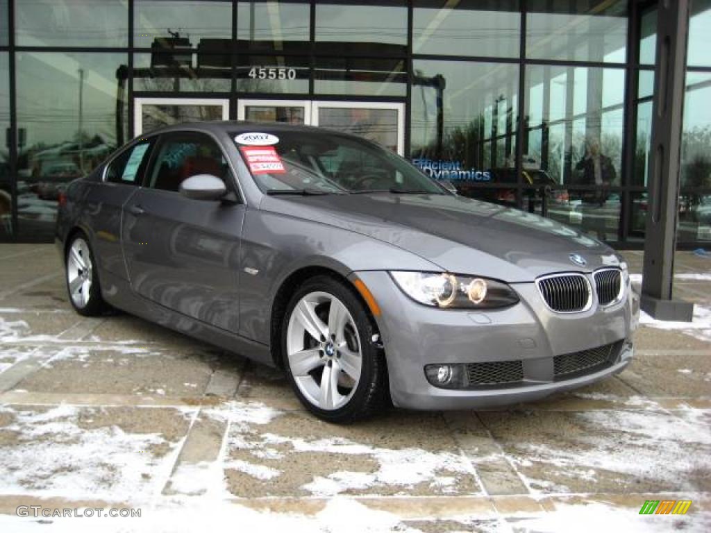 2007 3 Series 335i Coupe - Space Gray Metallic / Coral Red/Black photo #1