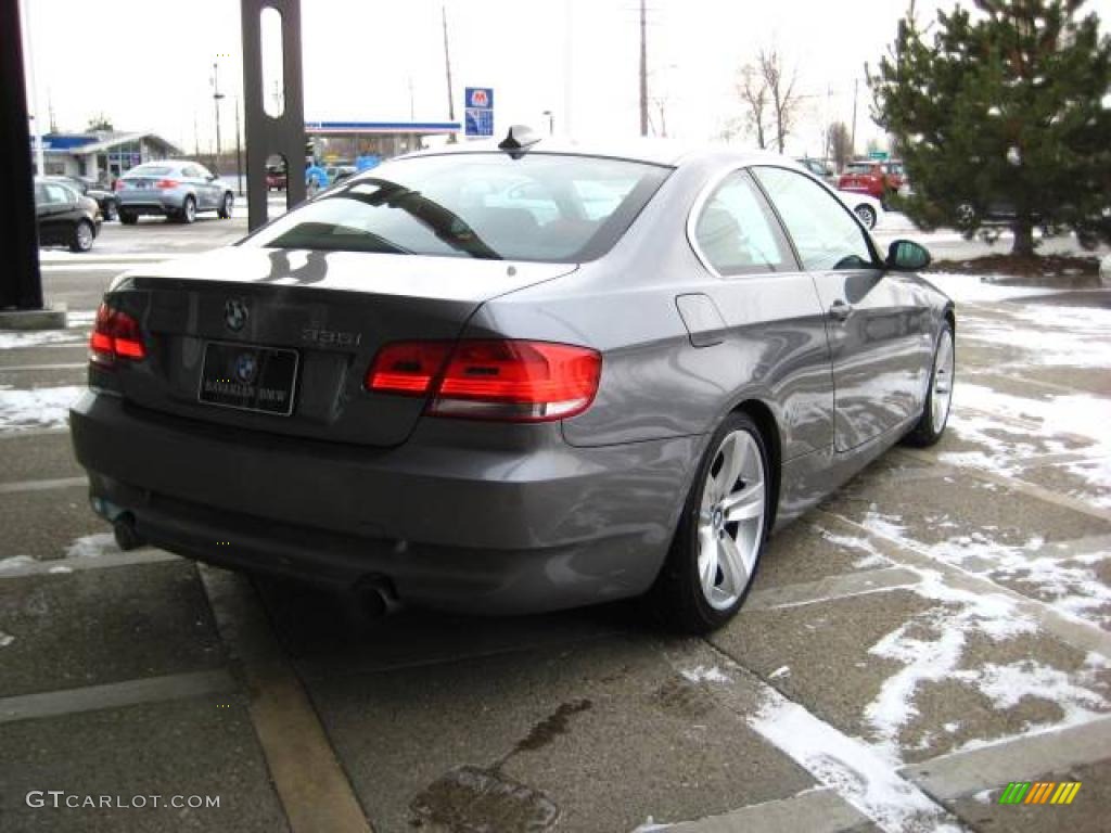 2007 3 Series 335i Coupe - Space Gray Metallic / Coral Red/Black photo #8