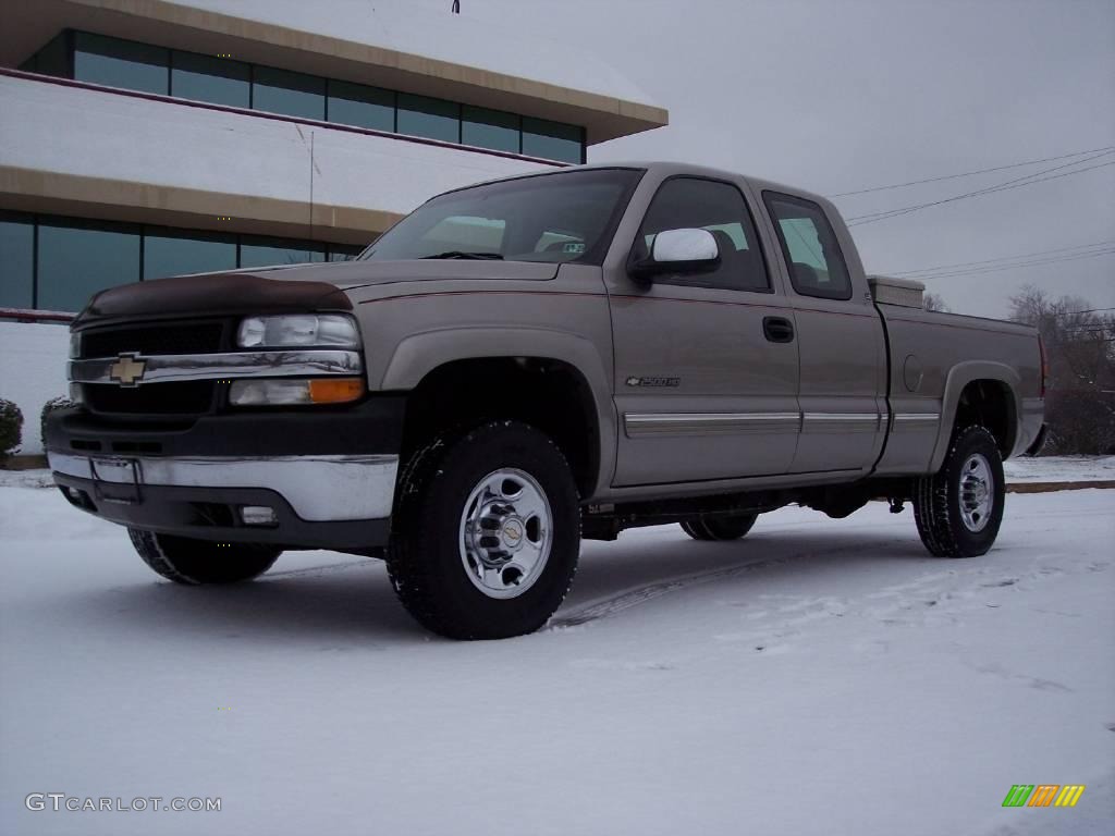 2002 Silverado 2500 LS Extended Cab - Light Pewter Metallic / Tan photo #5