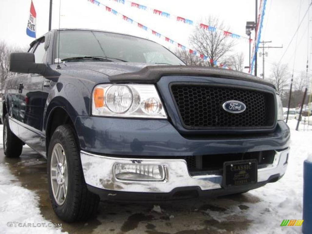 2005 F150 XLT SuperCab - Medium Wedgewood Blue Metallic / Medium Flint Grey photo #2