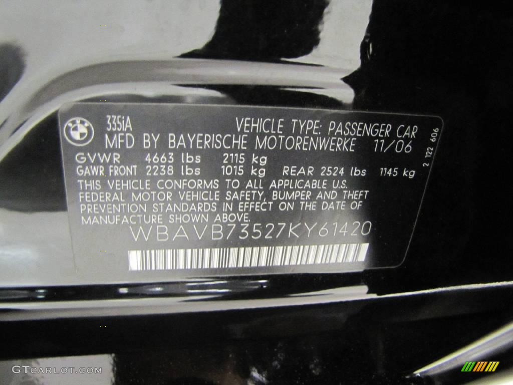 2007 3 Series 335i Sedan - Jet Black / Black photo #15