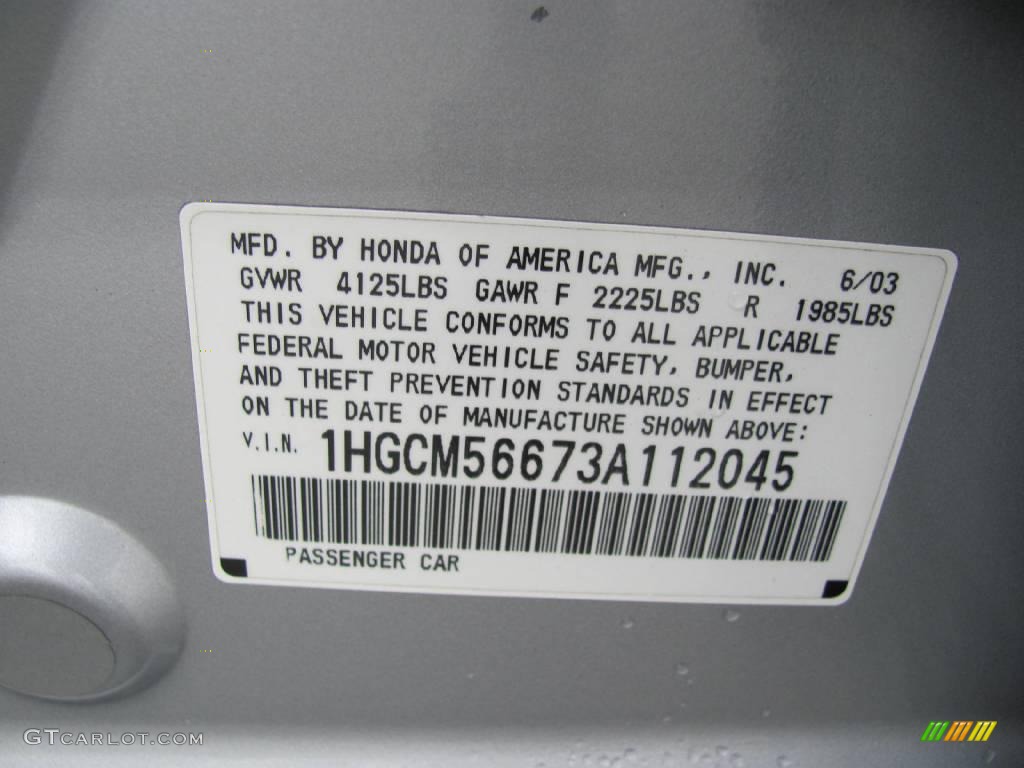 2003 Accord EX Sedan - Satin Silver Metallic / Black photo #14