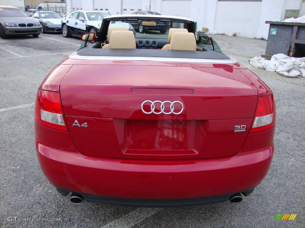 2005 A4 3.0 quattro Cabriolet - Amulet Red / Beige photo #8