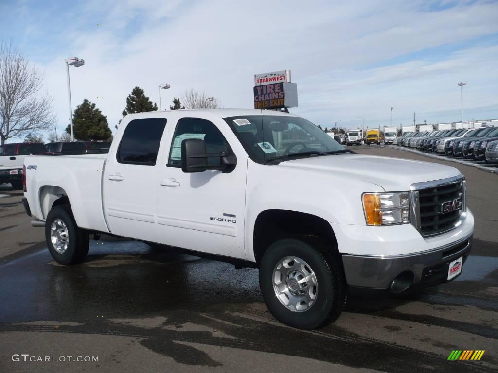 2010 Sierra 2500HD SLT Crew Cab 4x4 - Summit White / Ebony photo #1