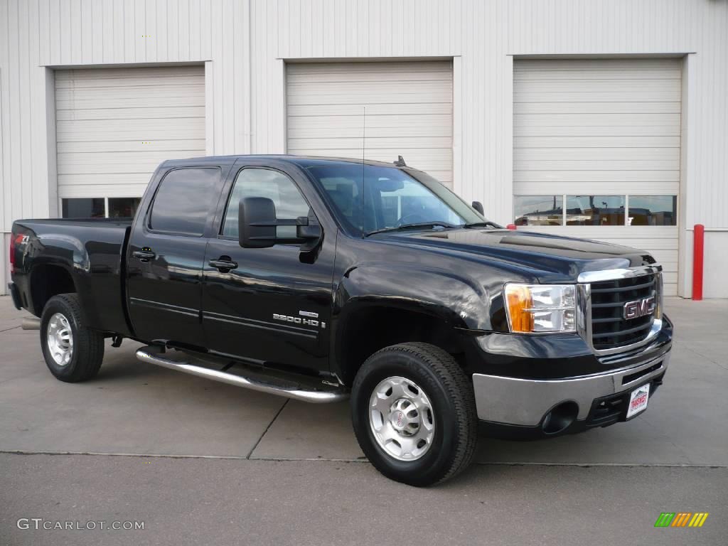 2008 Sierra 2500HD SLT Crew Cab 4x4 - Onyx Black / Ebony photo #1