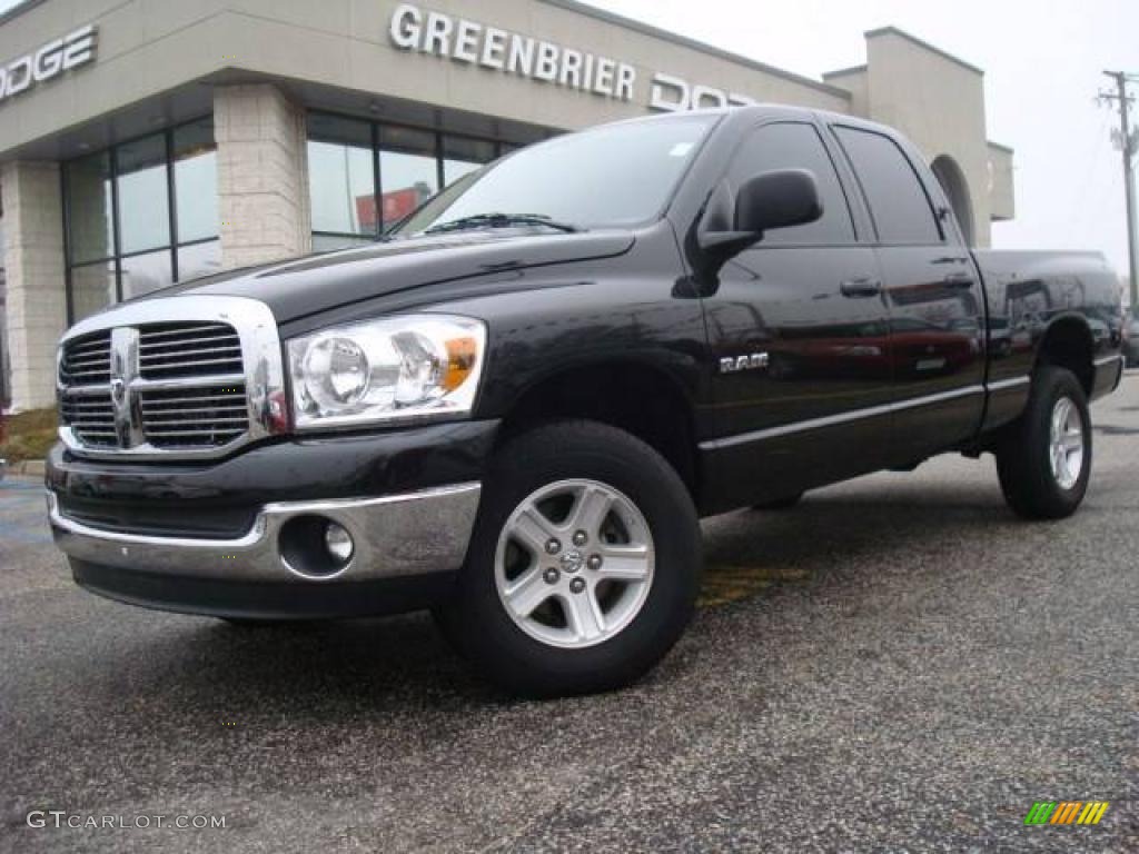 2008 Ram 1500 Big Horn Edition Quad Cab 4x4 - Brilliant Black Crystal Pearl / Medium Slate Gray photo #2