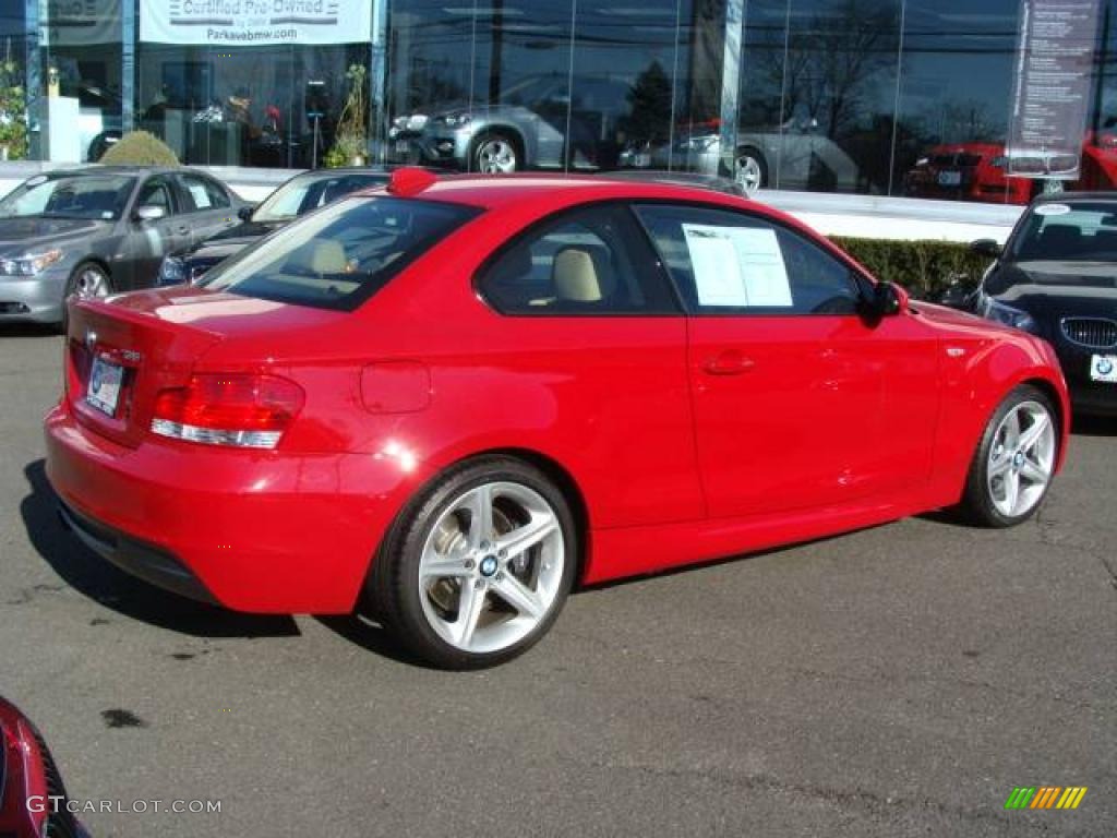 2009 1 Series 135i Coupe - Crimson Red / Savanna Beige/Black Boston Leather photo #8