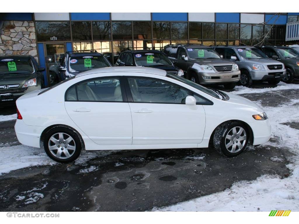 2007 Civic LX Sedan - Taffeta White / Ivory photo #4