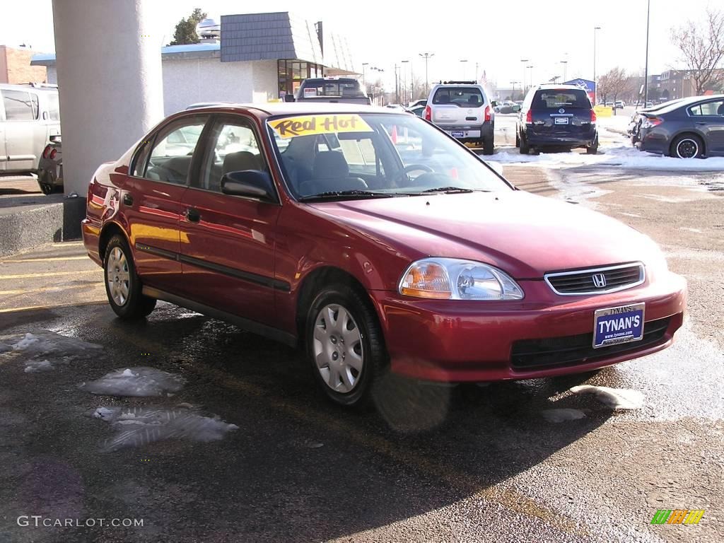 1998 Civic LX Sedan - Inza Red Pearl / Gray photo #3