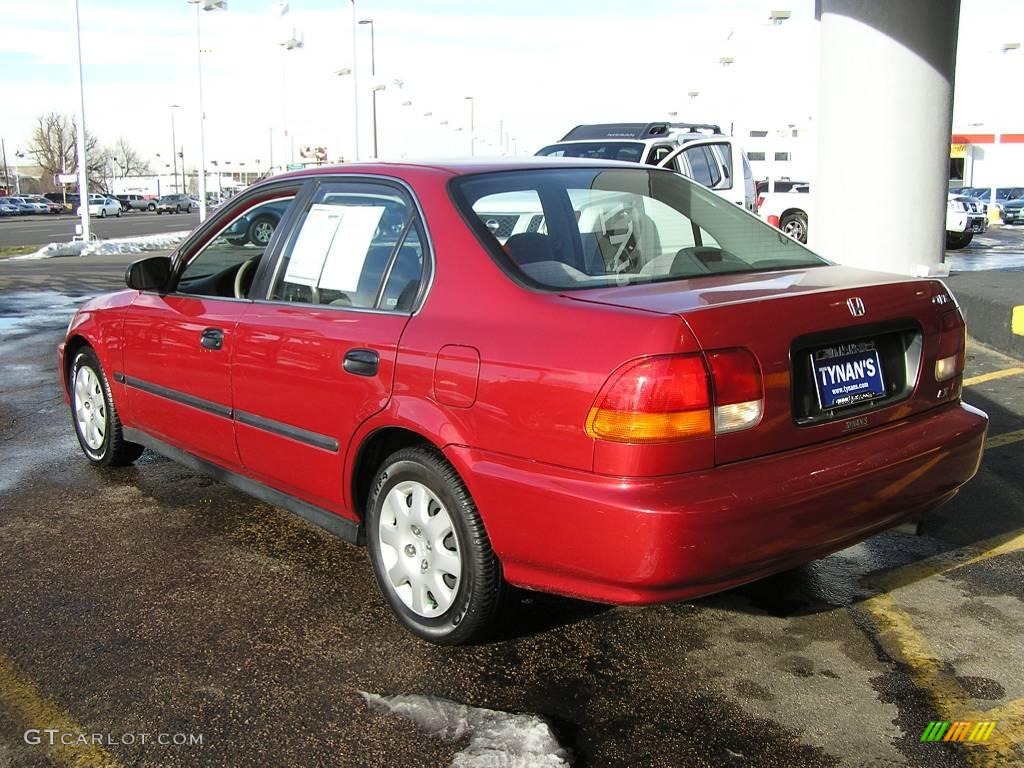 1998 Civic LX Sedan - Inza Red Pearl / Gray photo #4