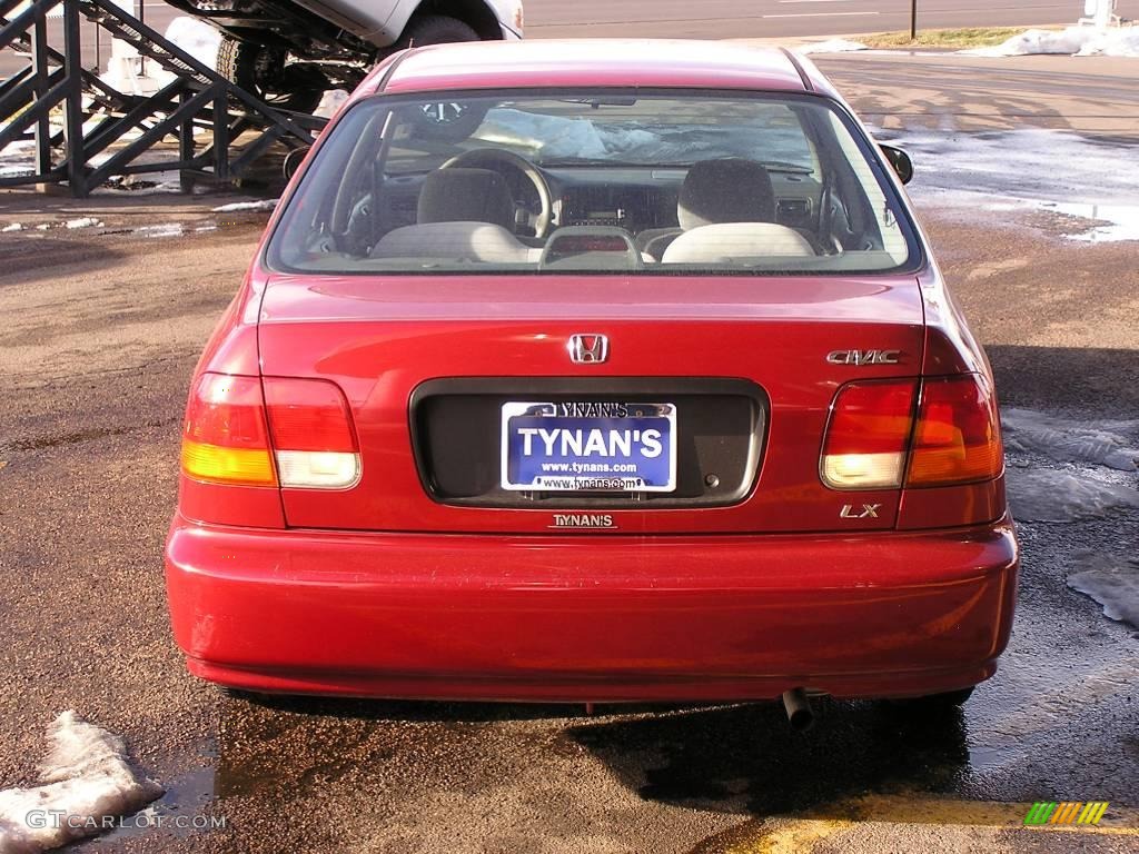 1998 Civic LX Sedan - Inza Red Pearl / Gray photo #5