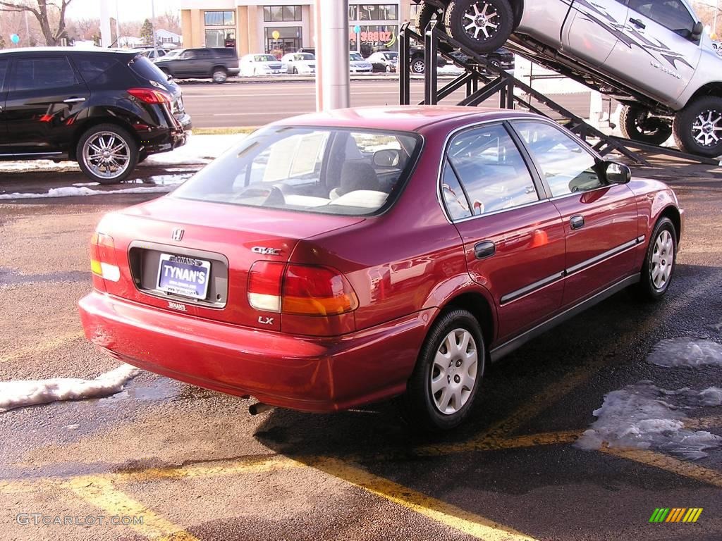 1998 Civic LX Sedan - Inza Red Pearl / Gray photo #6