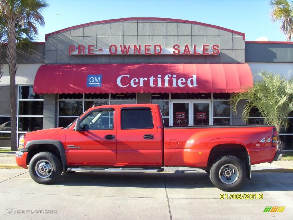 2007 Sierra 3500HD SLE Crew Cab 4x4 Dually - Fire Red / Ebony Black/Light Cashmere photo #1