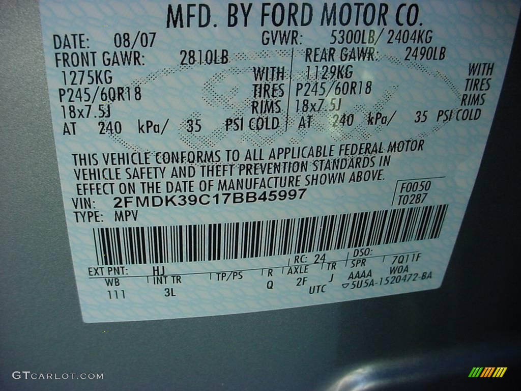 2007 Edge Color Code HJ for Pewter Metallic Photo #24395604