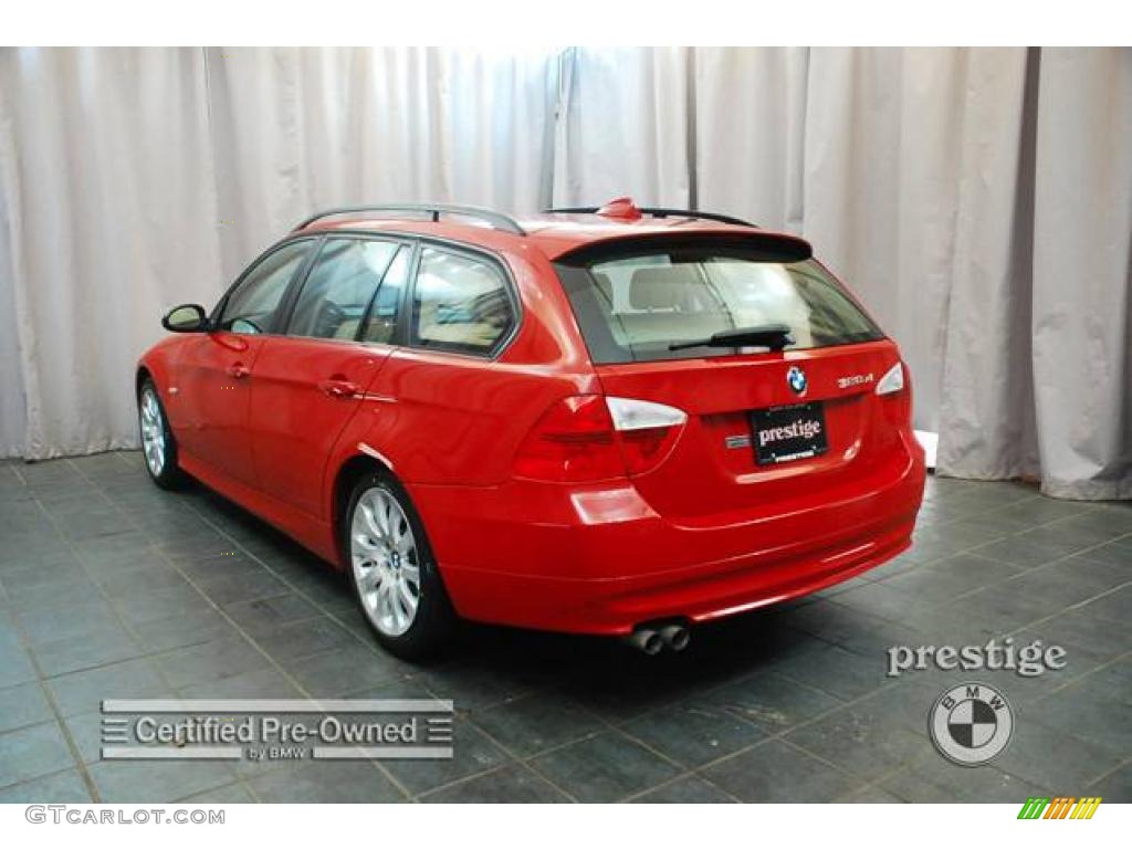 2007 3 Series 328xi Wagon - Crimson Red / Beige photo #3