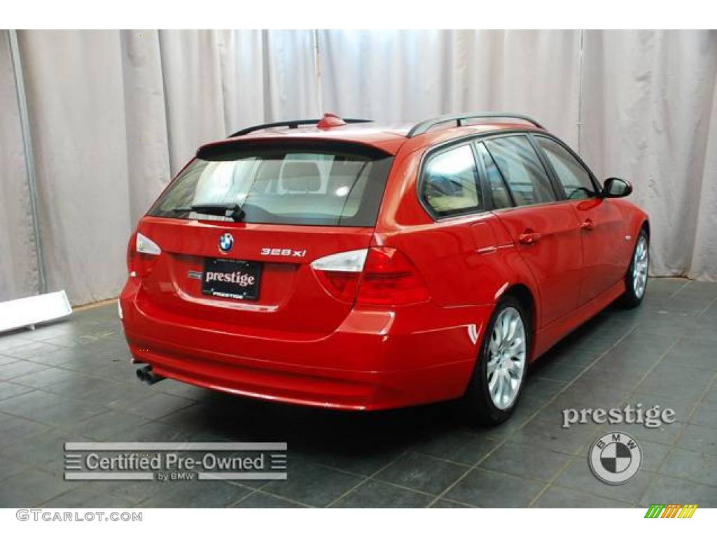2007 3 Series 328xi Wagon - Crimson Red / Beige photo #4