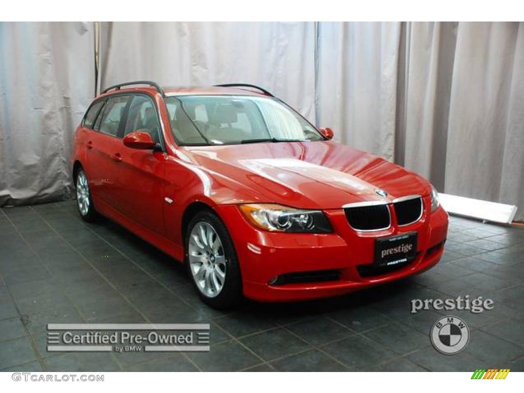 2007 3 Series 328xi Wagon - Crimson Red / Beige photo #6