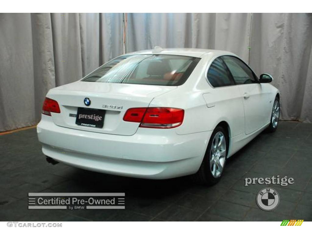 2007 3 Series 328xi Coupe - Alpine White / Coral Red/Black photo #2