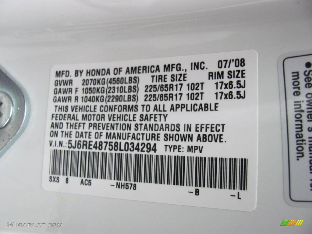 2008 CR-V EX-L 4WD - Taffeta White / Gray photo #19