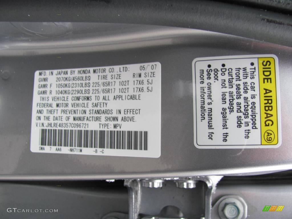 2007 CR-V LX 4WD - Whistler Silver Metallic / Gray photo #19
