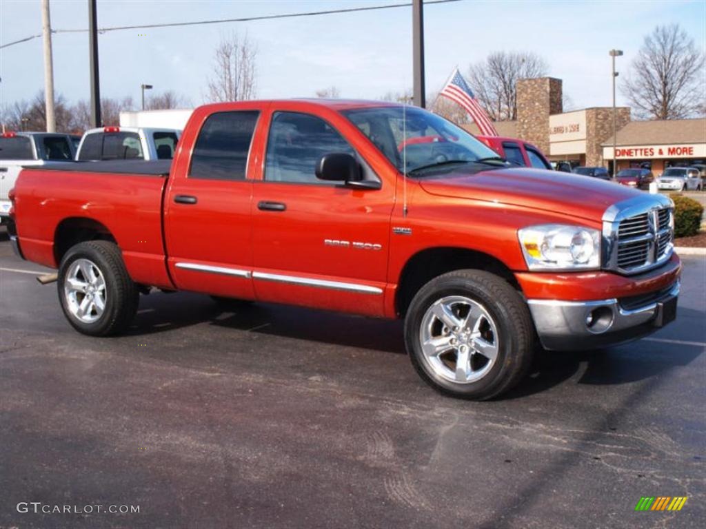 2007 Ram 1500 Big Horn Edition Quad Cab 4x4 - Sunburst Orange Pearl / Medium Slate Gray photo #2