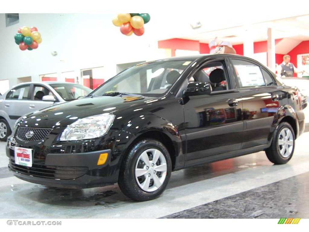 2009 Rio LX Sedan - Midnight Black / Gray photo #2